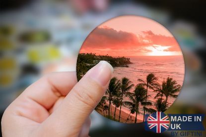 Picture of Coastal Sunset: Aerial Photo Sticker with Palm Trees