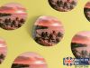 Picture of Coastal Sunset: Aerial Photo Sticker with Palm Trees