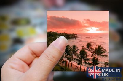 Picture of Coastal Sunset: Aerial Photo Sticker with Palm Trees