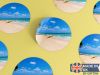 Picture of Sky Blue & Yellow Surfboard Sticker: Puerto Rico Beaches