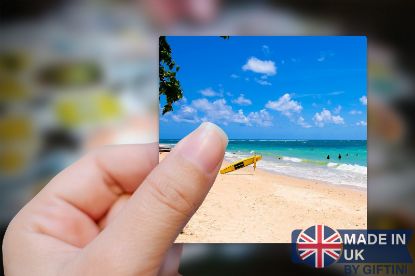 Picture of Sky Blue & Yellow Surfboard Sticker: Puerto Rico Beaches