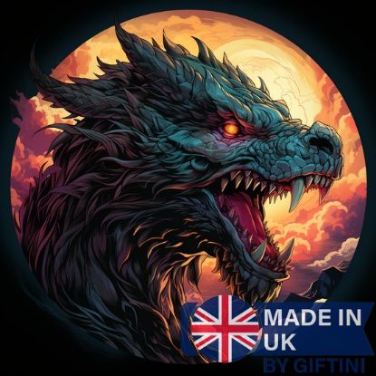 Picture of Mystical Dragon Sticker: Detailed Atmospheric Portrait Illustration